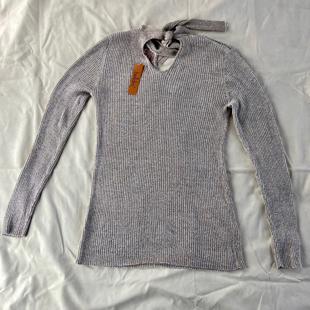 Figure Flattering Gold Shimmer Key hole Sweater